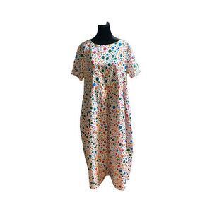 Multicolor Polka Dot Maxi Dress - Casual Short Sleeve